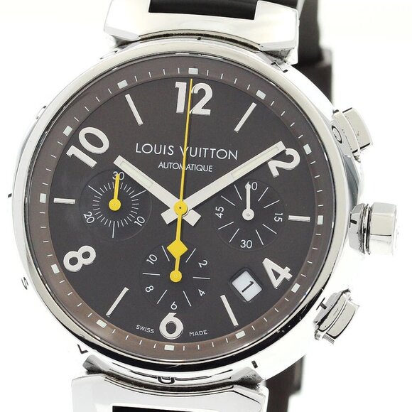 LOUIS VUITTON Tambour Chronograph Brown Dial Automatic Men's Watch - Picture 1 of 6